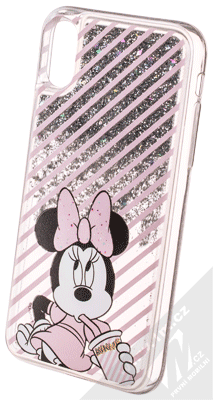 Disney Sand Minnie Mouse 017 ochranný kryt s přesýpacím efektem třpytek s motivem pro Apple iPhone X, iPhone XS průhledná stříbrná (transparent silver)