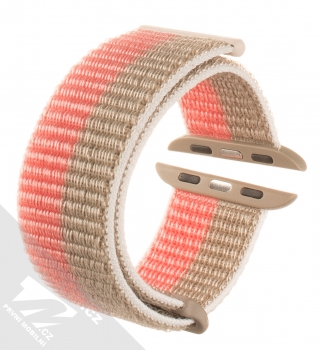 Dux Ducis Sport Watch Band textilní řemínek pro Apple Watch 38mm, Watch 40mm, Watch 41mm béžová růžová (pomelo pink) zezadu
