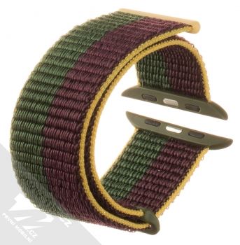 Dux Ducis Sport Watch Band textilní řemínek pro Apple Watch 42mm, Watch 44mm, Watch 45mm, Watch Ultra 49mm tmavě červená tmavě zelená (cherry green) zezadu