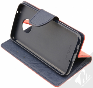 Forcell Fancy Book flipové pouzdro pro Moto X4 červená modrá (red blue) stojánek