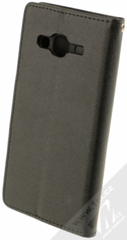 Forcell Fancy Book flipové pouzdro pro Samsung Galaxy J3 (2016) černá (black) zezadu