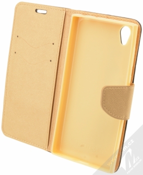 Forcell Fancy Book flipové pouzdro pro Sony Xperia L1 černá zlatá (black gold) otevřené