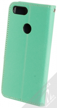 Forcell Fancy Book flipové pouzdro pro Xiaomi Mi 8 Lite mátově zelená modrá (mint blue) zezadu