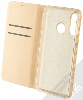 Forcell Shining Book třpytivé flipové pouzdro pro Huawei P30 Lite zlatá (gold) otevřené