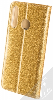 Forcell Shining Book třpytivé flipové pouzdro pro Huawei P30 Lite zlatá (gold) zezadu