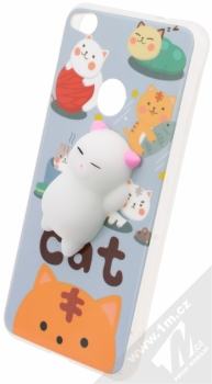 Forcell Squishy ochranný kryt s antistresovou postavičkou pro Huawei P9 Lite (2017) bílá kočička šedá (white cat grey)