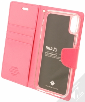Goospery Bravo Diary flipové pouzdro pro Apple iPhone X sytě růžová (hot pink) otevřené