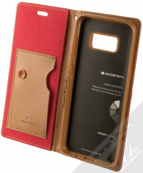 Goospery Canvas Diary flipové pouzdro pro Samsung Galaxy S8 červená (red) otevřené