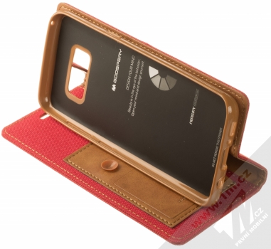 Goospery Canvas Diary flipové pouzdro pro Samsung Galaxy S8 červená (red) stojánek