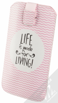 GreenGo Slim Up Text Life is Made for Living 4XL pouzdro pro mobilní telefon, mobil, smartphone bílá růžová (white pink)