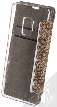 Guess 4G Flower Desire Booktype Case flipové pouzdro pro Samsung Galaxy S9 (GUFLBKS94GROB) hnědá (brown) zezadu