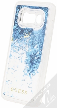 Guess Liquid Glitter Hard Case ochranný kryt s přesýpacím efektem třpytek pro Samsung Galaxy S8 (GUHCS8GLUFLBL) modrá průhledná (blue transparent) animace 2