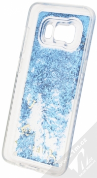Guess Liquid Glitter Hard Case ochranný kryt s přesýpacím efektem třpytek pro Samsung Galaxy S8 (GUHCS8GLUFLBL) modrá průhledná (blue transparent) zepředu