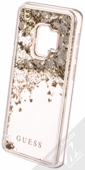 Guess Liquid Glitter Hard Case ochranný kryt s přesýpacím efektem třpytek pro Samsung Galaxy S9 (GUHCS9GLUFLGO) zlatá (gold) animace 1