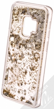 Guess Liquid Glitter Hard Case ochranný kryt s přesýpacím efektem třpytek pro Samsung Galaxy S9 (GUHCS9GLUFLGO) zlatá (gold) animace 2