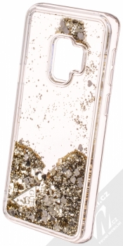 Guess Liquid Glitter Hard Case ochranný kryt s přesýpacím efektem třpytek pro Samsung Galaxy S9 (GUHCS9GLUFLGO) zlatá (gold) animace 5
