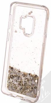 Guess Liquid Glitter Hard Case ochranný kryt s přesýpacím efektem třpytek pro Samsung Galaxy S9 (GUHCS9GLUFLGO) zlatá (gold) zepředu