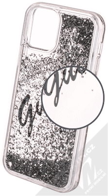 Guess Liquid Glitter Signature ochranný kryt s přesýpacím efektem třpytek pro Apple iPhone 12, iPhone 12 Pro (GUHCP12MGLVSSI) stříbrná (silver)