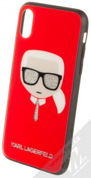 Karl Lagerfeld Double Layer Head Glitter Sunglasses třpytivý ochranný kryt s motivem pro Apple iPhone X, iPhone XS (KLHCPXDLHRE) červená (red)