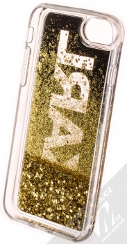 Karl Lagerfeld Karl Logo Liquid Glitter ochranný kryt s přesýpacím efektem třpytek pro Apple iPhone 6, iPhone 6S, iPhone 7, iPhone 8 (KLHCI8KAGBK) černá zlatá (black gold) zepředu