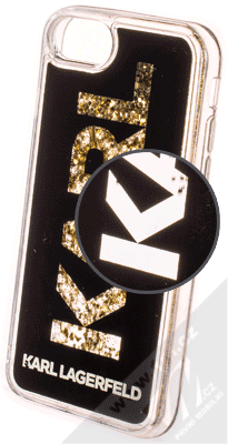 Karl Lagerfeld Karl Logo Liquid Glitter ochranný kryt s přesýpacím efektem třpytek pro Apple iPhone 6, iPhone 6S, iPhone 7, iPhone 8 (KLHCI8KAGBK) černá zlatá (black gold)