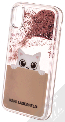 Karl Lagerfeld Peek a Boo Liquid Glitter Case ochranný kryt s přesýpacím efektem třpytek pro Apple iPhone XR (KLHCI61PABGNU) zlatá růžově zlatá (gold rose gold)