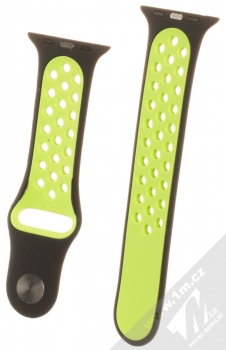 Maikes Sport Strap silikonový pásek na zápěstí pro Apple Watch 38mm, Watch 40mm černá zelená (black green) zezadu