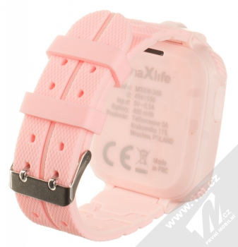 maXlife MXKW-300 Kids Watch dětské chytré hodinky s LBS lokalizací růžová (pink) zezadu
