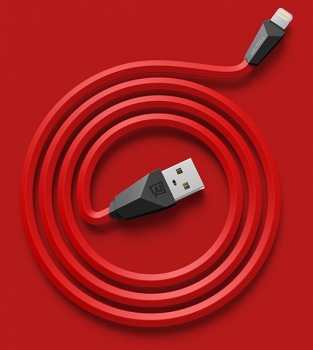 Remax Alien plochý USB kabel s Apple Lightning konektorem pro Apple iPhone, iPad, iPod červeno černý (red black) komplet