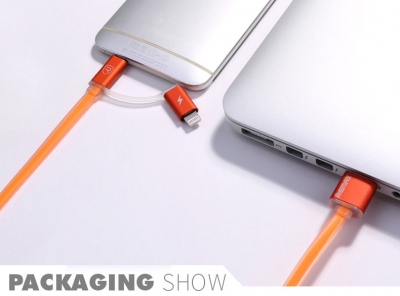 Remax Aurora plochý USB kabel s Apple Lightning konektorem a microUSB konektorem pro mobilní telefon, mobil, smartphone, tablet oranžová (orange) použití