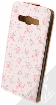 Sligo Flowers flipové pouzdro pro Samsung Galaxy A3, Galaxy A3 Duos růžová (pink) zezadu