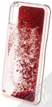 Sligo Liquid Glitter Full ochranný kryt s přesýpacím efektem třpytek pro Huawei Y6 (2019) červená (red) zezadu