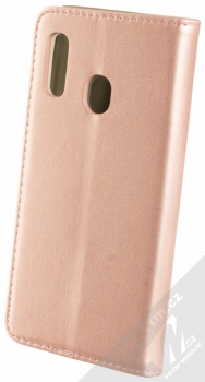 Sligo Smart Magnetic flipové pouzdro pro Samsung Galaxy A20e růžově zlatá (rose gold) zezadu