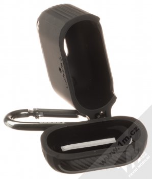 Spigen Rugged Armor silikonové pouzdro pro sluchátka Apple AirPods černá (matte black) otevřené