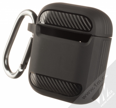 Spigen Rugged Armor silikonové pouzdro pro sluchátka Apple AirPods černá (matte black) zezadu