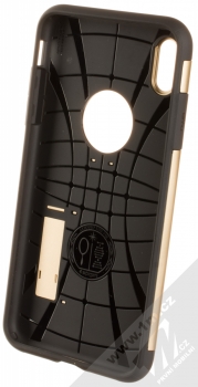 Spigen Slim Armor odolný ochranný kryt se stojánkem pro Apple iPhone XS Max zlatá (champagne gold) zepředu