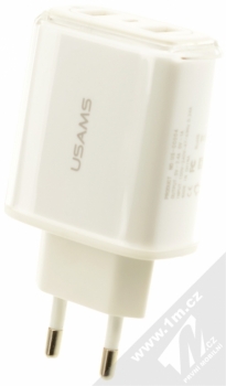 USAMS U2 Plus nabíječka do sítě s 2x USB výstupem a proudem 3.4A pro mobilní telefon, mobil, smartphone bílá (white)