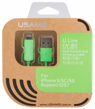 USAMS ULine USB kabel s Apple Lightning konektorem zelená (green) krabička