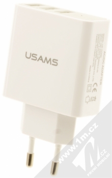 USAMS US-CC035 3USB LED Display Travel Charger nabíječka do sítě s 3x USB výstupem a stavovým LED displejem bílá (white)