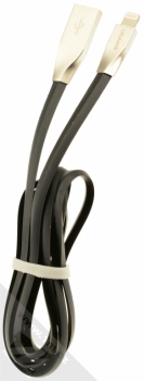 USAMS Zinc Alloy plochý USB kabel s Lightning konektorem pro Apple iPhone, iPad, iPod - délka 1,2 metru černá (black) balení