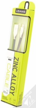 USAMS Zinc Alloy plochý USB kabel s Lightning konektorem pro Apple iPhone, iPad, iPod - délka 1,2 metru černá (black) krabička