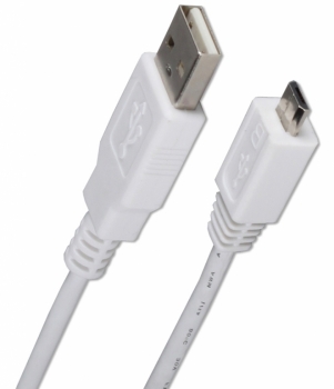 USB kabel s microUSB konektorem pro mobilní telefon, mobil, smartphone, tablet bílá (white) konektory