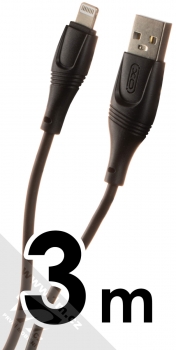 XO NB238A USB kabel délky 3 metry s Apple Lightning konektorem černá (black)