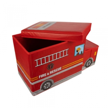 1Mcz Hasičské auto truhla, box na hračky červená (red)