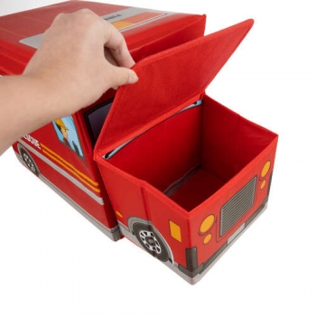 1Mcz Hasičské auto truhla, box na hračky červená (red)