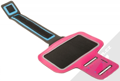 1Mcz Armband sportovní pouzdro na paži pro mobilní telefon od 5.0 do 6.0 palců růžová (pink) rozepnuté