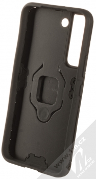 1Mcz Armor Ring odolný ochranný kryt s držákem na prst pro Samsung Galaxy S22 5G černá (black) zepředu