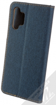 1Mcz Canvas Book flipové pouzdro pro Samsung Galaxy A13 4G tmavě modrá hnědá (dark blue camel) zezadu