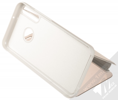 1Mcz Clear View flipové pouzdro pro Huawei P40 Lite E stříbrná (silver) stojánek
