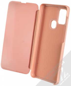 1Mcz Clear View flipové pouzdro pro Samsung Galaxy A21s růžová (pink) otevřené
